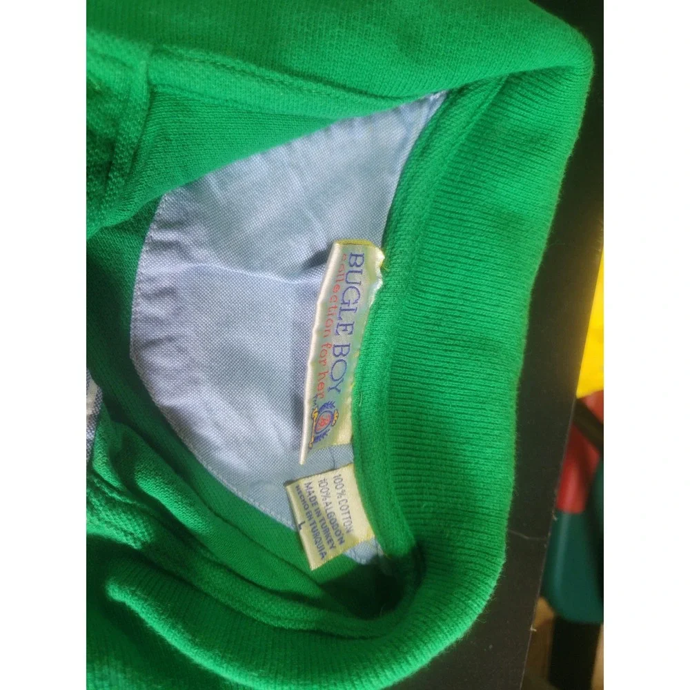 Bugle Boy Vintage Green Short Sleeve Pique Polo Shirt Embroidered Logo Mens L